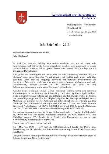 Gemeinschaft der Heeresflieger Info-Brief 03 - 2013 - GDH Fritzlar