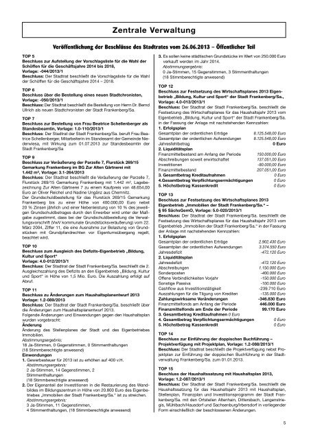 Amtsblatt der Stadt Frankenberg - Nr. 21/13 vom 05.07.2013