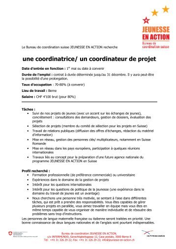 une coordinatrice/ un coordinateur de projet