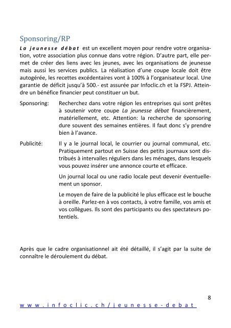Manuel pour les organisateurs (PDF) - Infoklick.ch