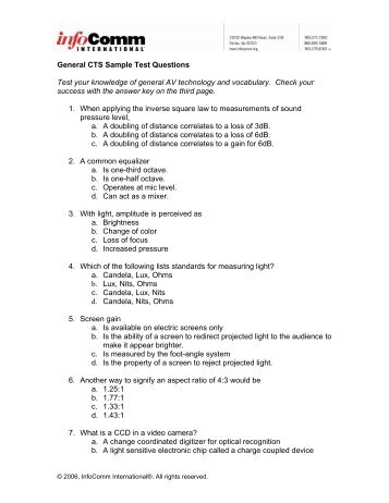 General CTS Sample Test Questions Test your ... - InfoComm