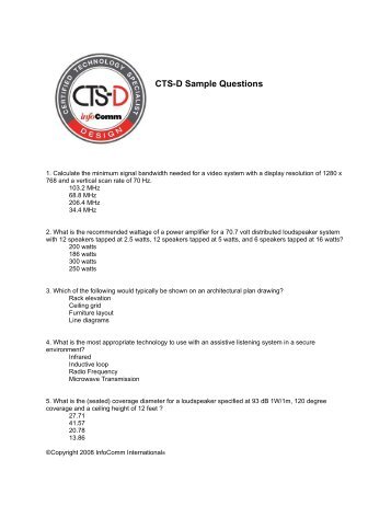 CTS-D Sample Questions - InfoComm