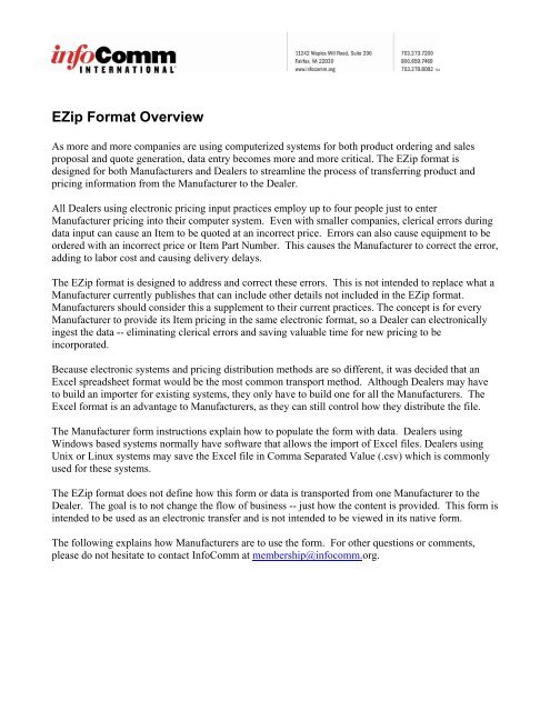 EZip Format Overview - InfoComm