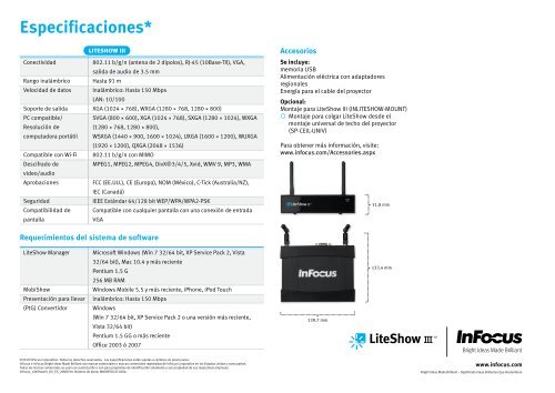 InFocus LiteShow III Datasheet (Spanish)
