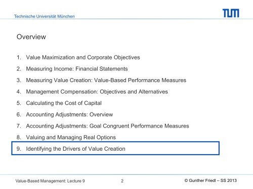 Lecture 9 - Lehrstuhl für Controlling - Technische Universität München