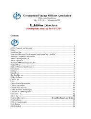 Exhibitor Directory - Government Finance Officers Association