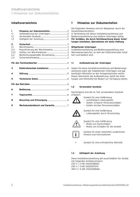 INT Installation instructions / Operating manual