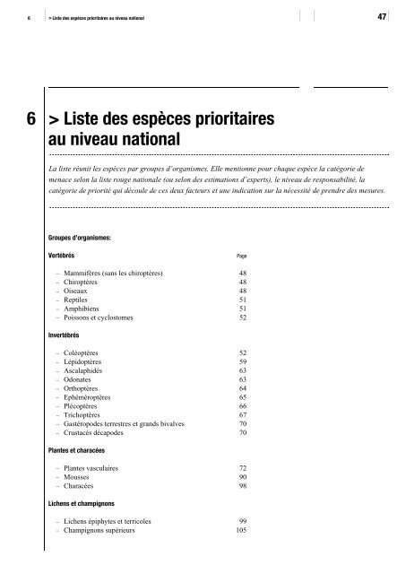 Liste des espÃ¨ces prioritaires au niveau national - Info Flora
