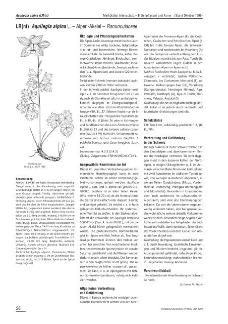 Lr Nt Aquilegia Alpina L A Alpen Akelei A Ranunculaceae Info Flora