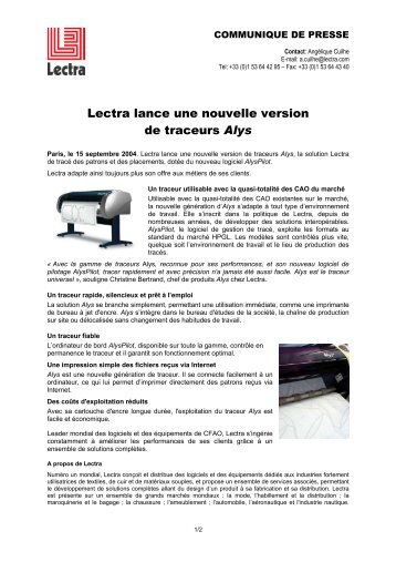 Lectra lance une nouvelle version de traceurs Alys - infohightech