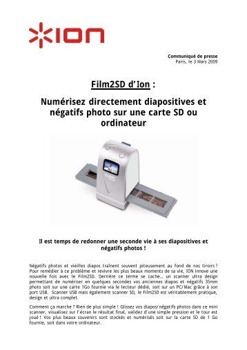 Film2SD d'Ion : NumÃ©risez directement diapositives et ... - infohightech