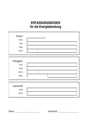 ERFASSUNGSBOGEN für die Energieberatung