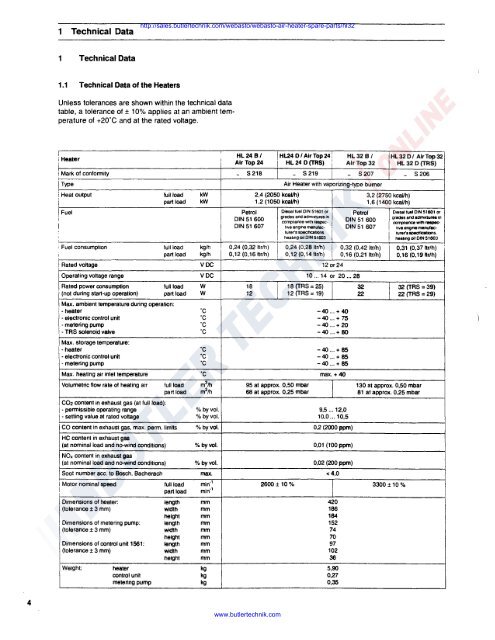 Webasto Air Top HL32 D Workshop Manual