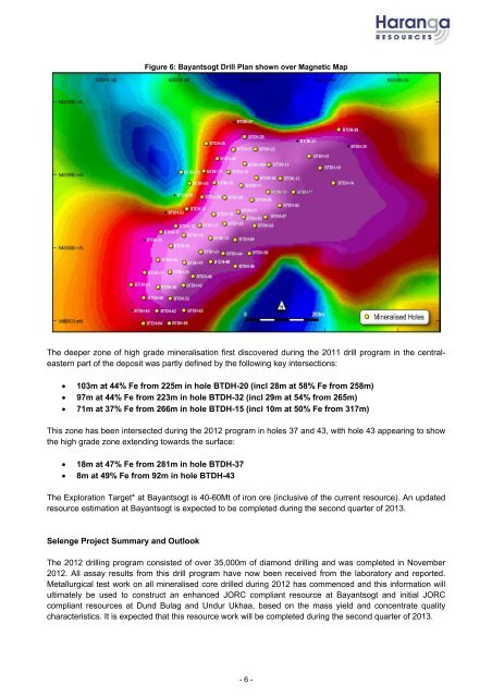 Final Assay Results from Selenge Iron Ore Project Drilling - Haranga ...