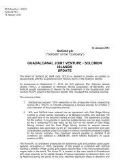 guadalcanal joint venture - solomon islands update - InfoMine