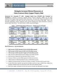 Rockgate Increases Mineral Resources at Falea Uranium ... - InfoMine