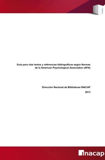 Guía para citar textos y referencias bibliográficas según ... - Inacap