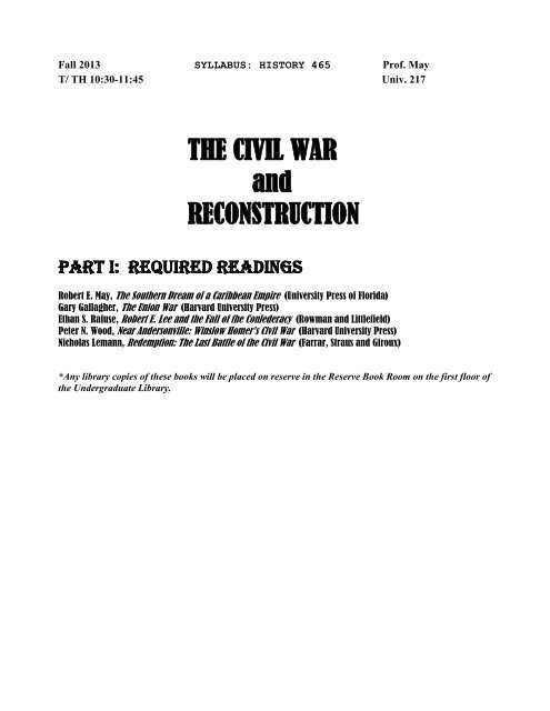 Historians and the Civil War Era Historiography and the quest for