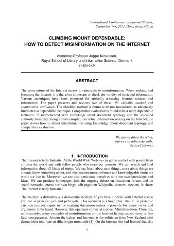 how to detect misinformation on the internet