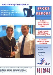 Sportreport 3 / 2013 - Betriebssport in Bayern