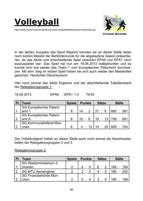 Sportreport 3 / 2013 - Betriebssport in Bayern