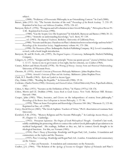 Bibliography for Ancient Greek Philosophy - UW-Parkside: Help for ...