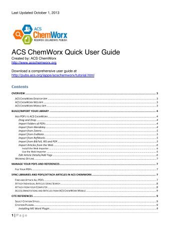 ACS ChemWorx Quick User Guide