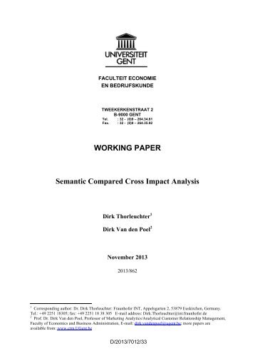WORKING PAPER Semantic Compared Cross Impact Analysis