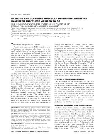 Exercise and duchenne muscular dystrophy: Where we have been ...