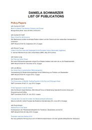 DANIELA SCHWARZER LIST OF PUBLICATIONS Policy Papers