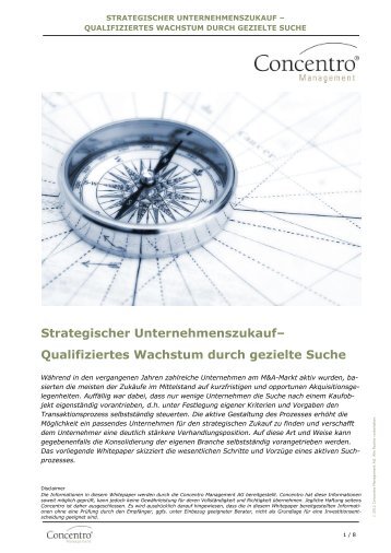 Strategischer Unternehmenszukauf - Concentro Management AG