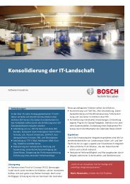 Konsolidierung der IT-Landschaft - Bosch Software Innovations