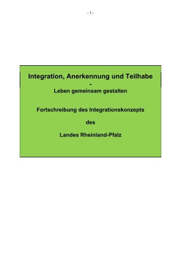 Fortschreibung des Integrationskonzepts - Ministerium für ...