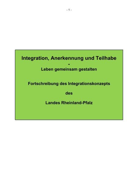 Fortschreibung des Integrationskonzepts - Ministerium für ...