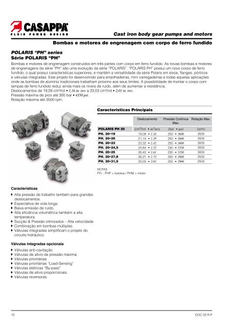 Hydraulic pumps, motors & filters Bombas, motores e ... - Casappa