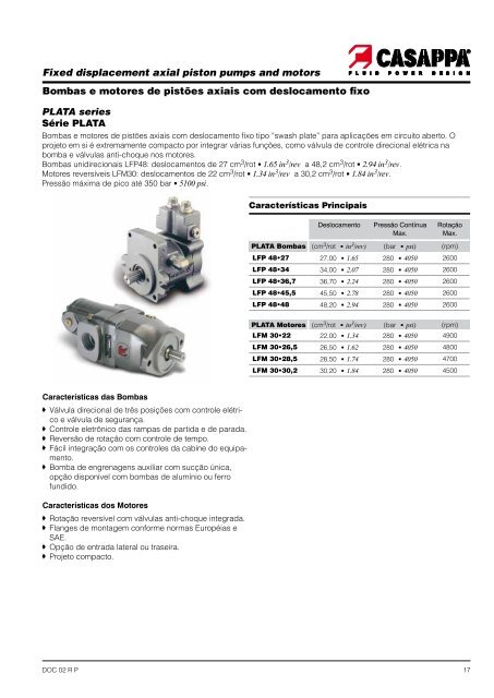 Hydraulic pumps, motors & filters Bombas, motores e ... - Casappa