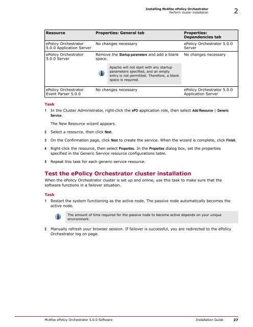 ePolicy Orchestrator 5.0 Installation Guide - McAfee