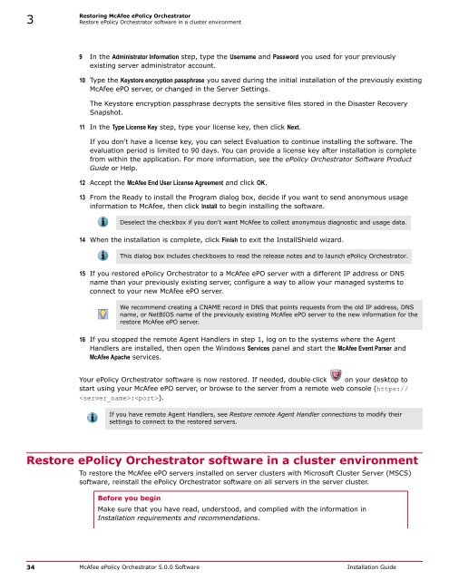 ePolicy Orchestrator 5.0 Installation Guide - McAfee