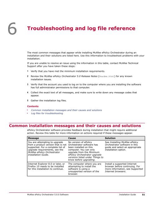 ePolicy Orchestrator 5.0 Installation Guide - McAfee