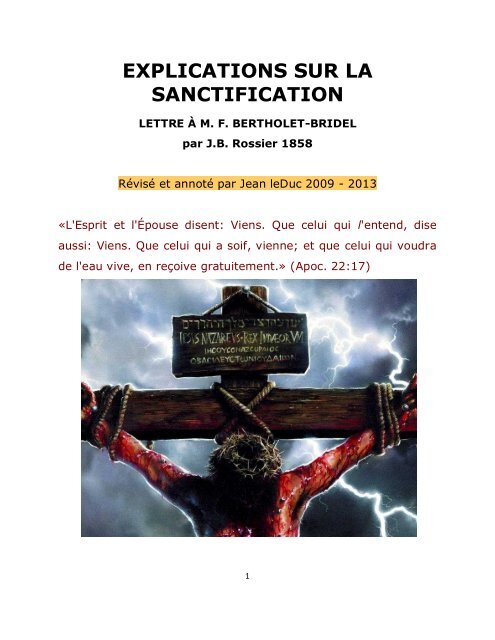 Explications sur la Sanctification.
