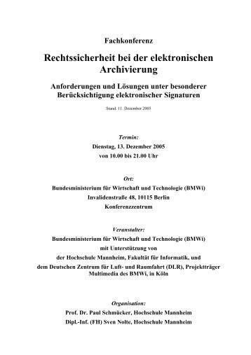 Rechtssicherheit bei der elektronischen Archivierung - FakultÃ¤t fÃ¼r ...