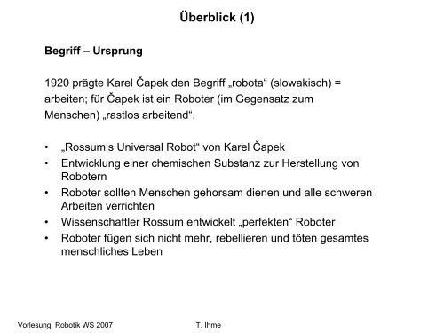 Ãberblick zur Robotik