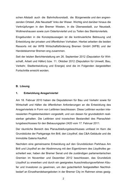 4. Fortschrittsbericht – Entwicklung der Bremer Innenstadt (pdf, 8.7 ...