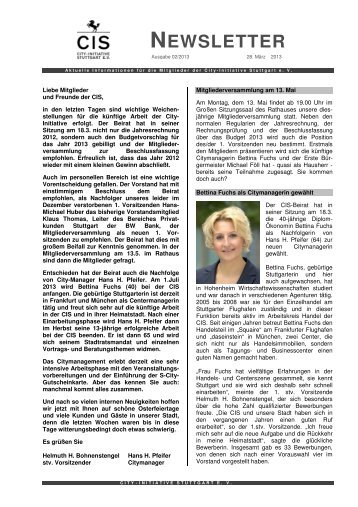 newsletter 2 2013 - City-Initiative Stuttgart