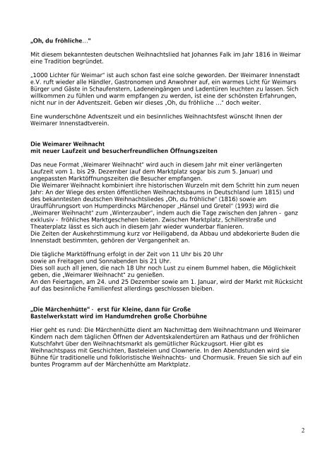 Pressemitteilung des Innenstadtvereins - Stadt Weimar