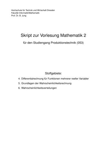 Skript zur Vorlesung - Fakultät Informatik/Mathematik - Hochschule ...