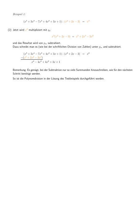 Anleitung zur Polynomdivision