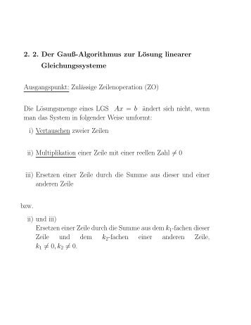 2. 2. Der Gauß-Algorithmus zur Lösung linearer Gleichungssysteme ...