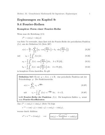 Komplexe Form einer Fourier-Reihe - Fakultät Informatik/Mathematik