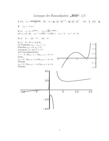 Lösungen der Hausaufgaben : ” HM“, 1/3